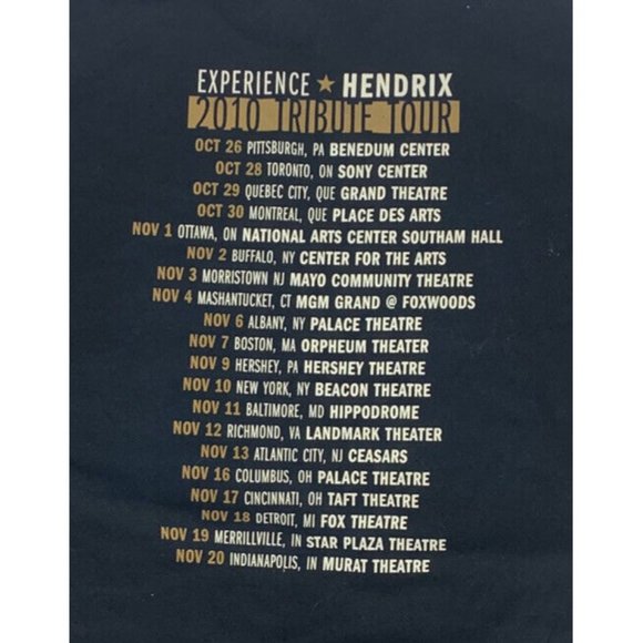 Men's Experience Jimi Hendrix 2010 Tribute Tour SS T-Shirt Black 2XL NOS - Picture 5 of 5